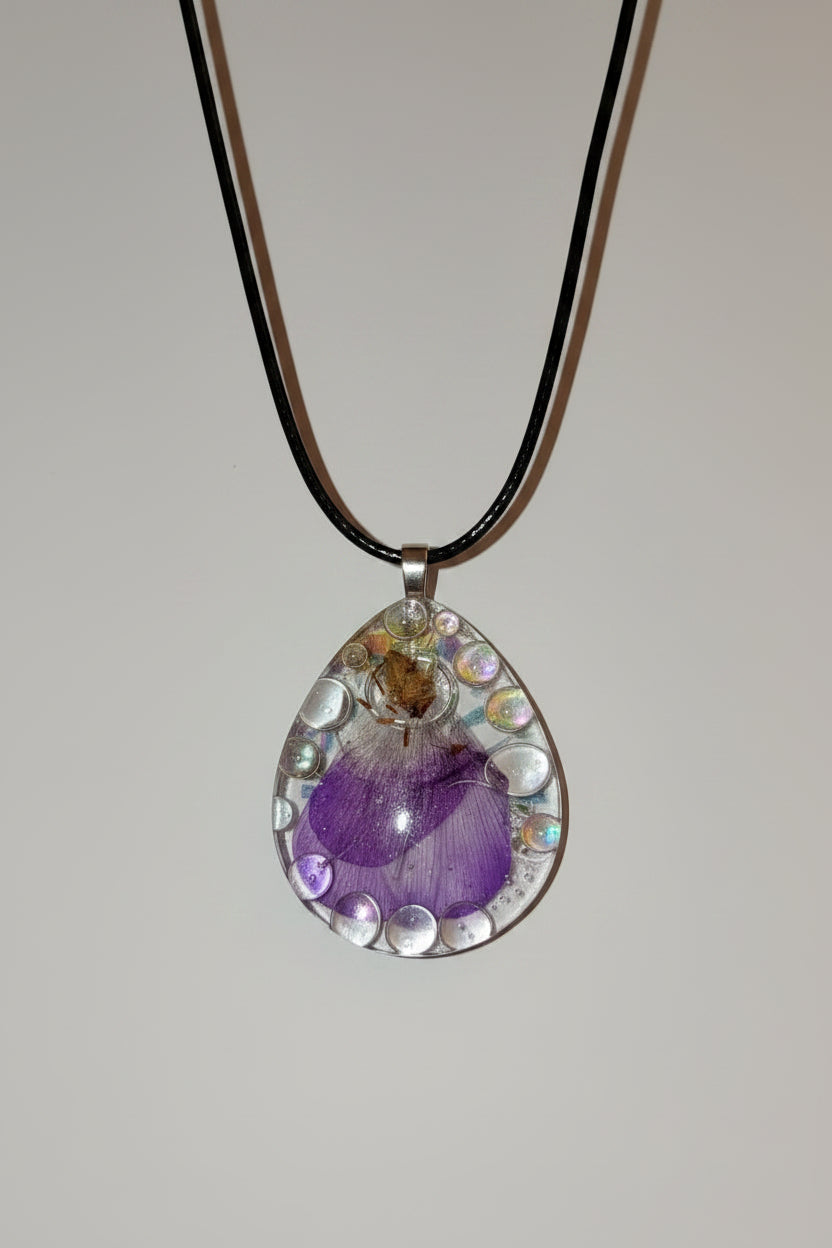Aura stones- purple petal with rainbow dewdrops
