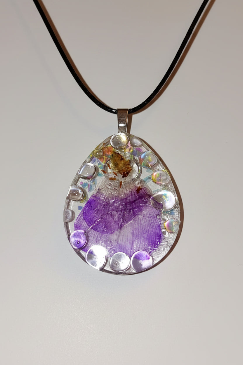 Aura Stones- purple petal with glitter and dewdrops