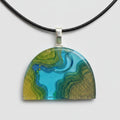 Aura stones- kelly green and golden shores with water of sky blue