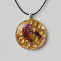 Aura Stones- purple petal with bee and golden dewdrops